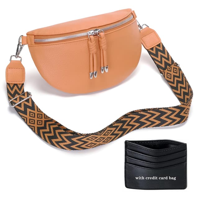 YISUOHOOM Bauchtasche Damen Umhängetasche klein Crossbody Bag 🧡 Veganes Leder Brusttasche Kleine Handtasche Orange Geschenke für Frauen