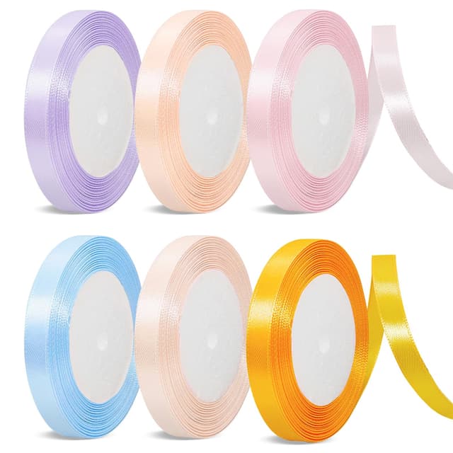 🎁 Geschenkband Set 6 Farben Satinband 20mm Schleifenband Breit Gold - Geburtstag Hochzeit Backen 🎈