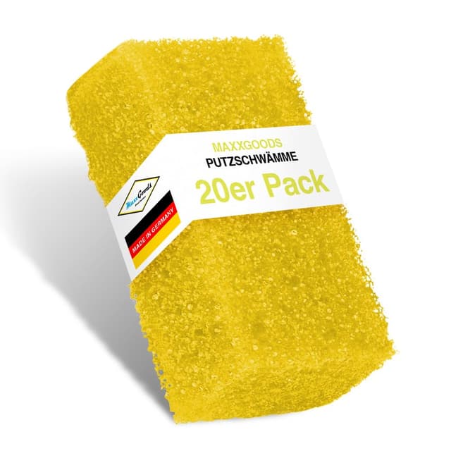 Gundel-Putz Putzschwamm Set 20 Pack, Gelb 🧽 Reinigungsschwämme - Schmierfrei, Kratzfrei & Schonend für alle Oberflächen