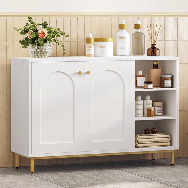 🌟 Großer Stauraum! Hzuaneri Badezimmerschrank, Sideboard, Weiß SC10203G