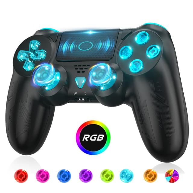 Kabelloser Controller für PS4 | RGB-Lichter/Dual Vibration/6-Achsen Gyro Sensor/Touchpanel