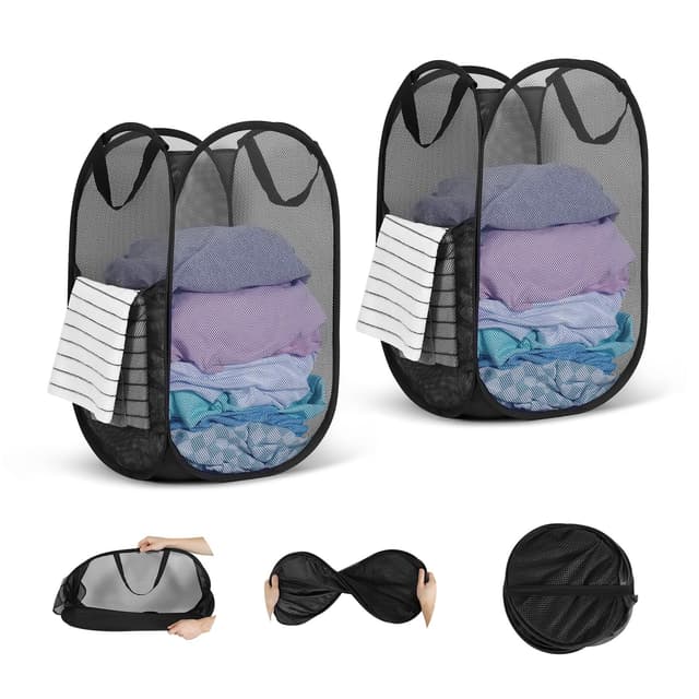 🌟 Super Angebot! 2er Pack Faltbare Wäschekörbe - Schwarz