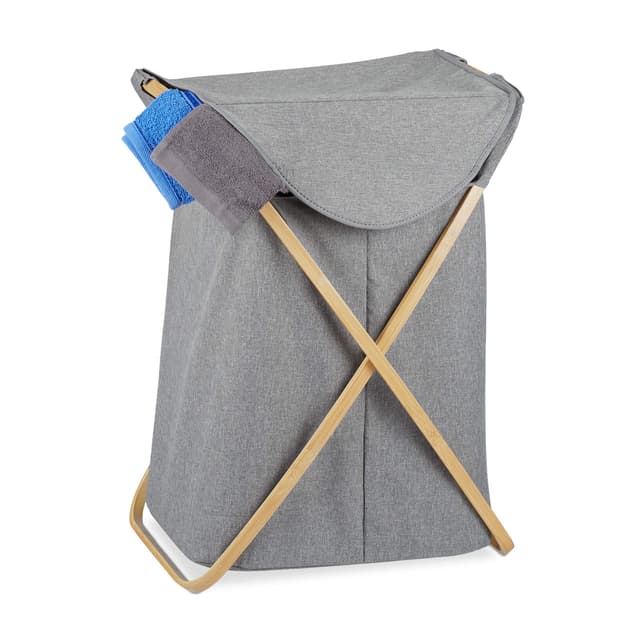 🧺🌿 Relaxdays Wäschekorb - Klappbarer Wäschesammler mit Deckel