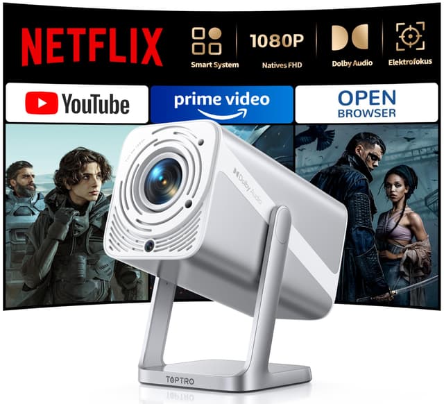 Smart Beamer [Netflix Official & Dolby Audio] Beamer 4K Heimkino 1080P FHD 🎬🔊