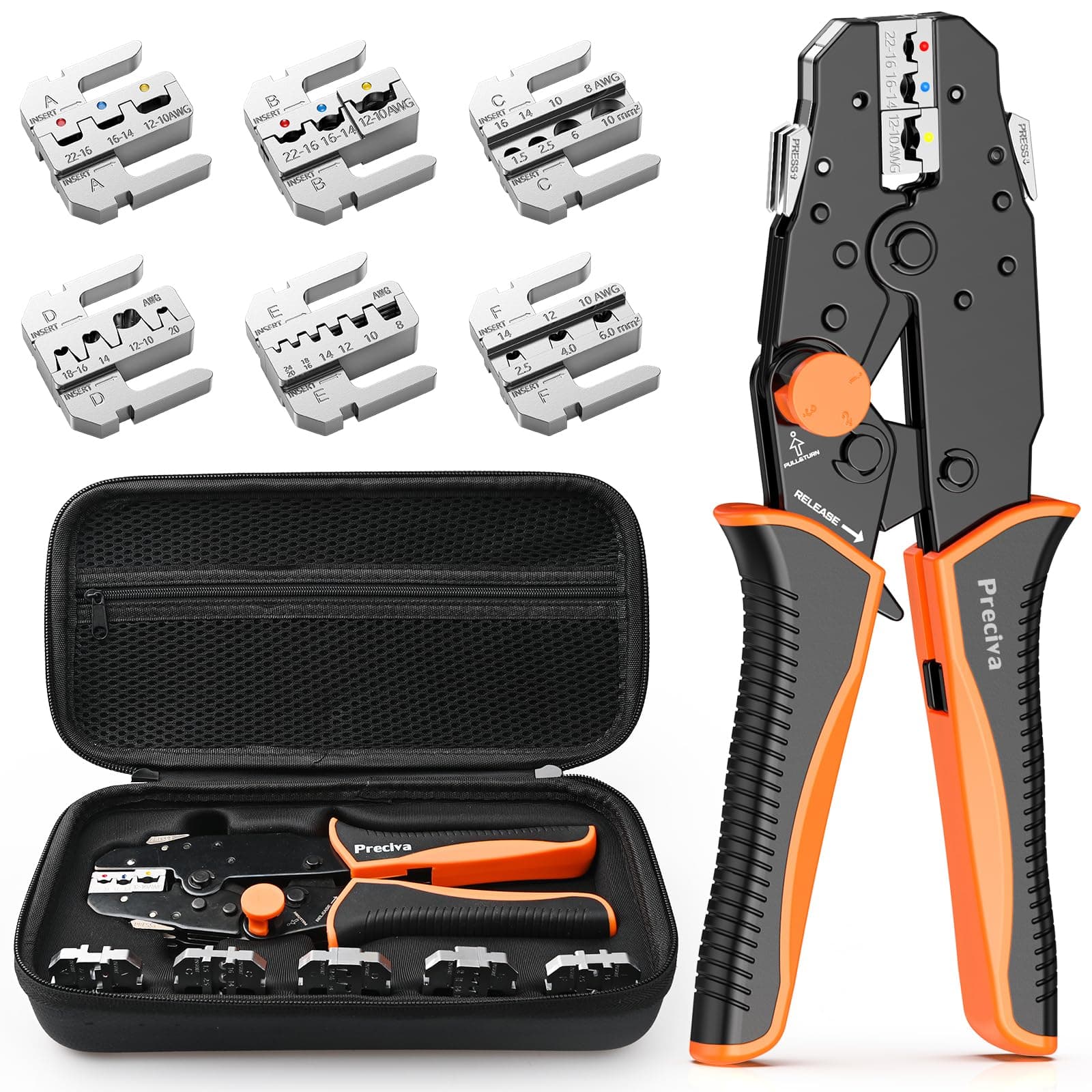 Crimpzange Wechselbacken Set 🛠️ Preciva 6-teiliges Schnellwechselbacken Crimpwerkzeug Set