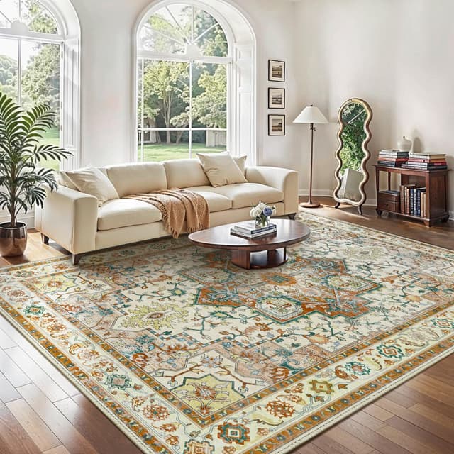 GENIMO Vintage Teppich 200x290cm 🌿 Teppiche Wohnzimmer 🏡 Extra Große Teppiche 🌸 Boho Teppich