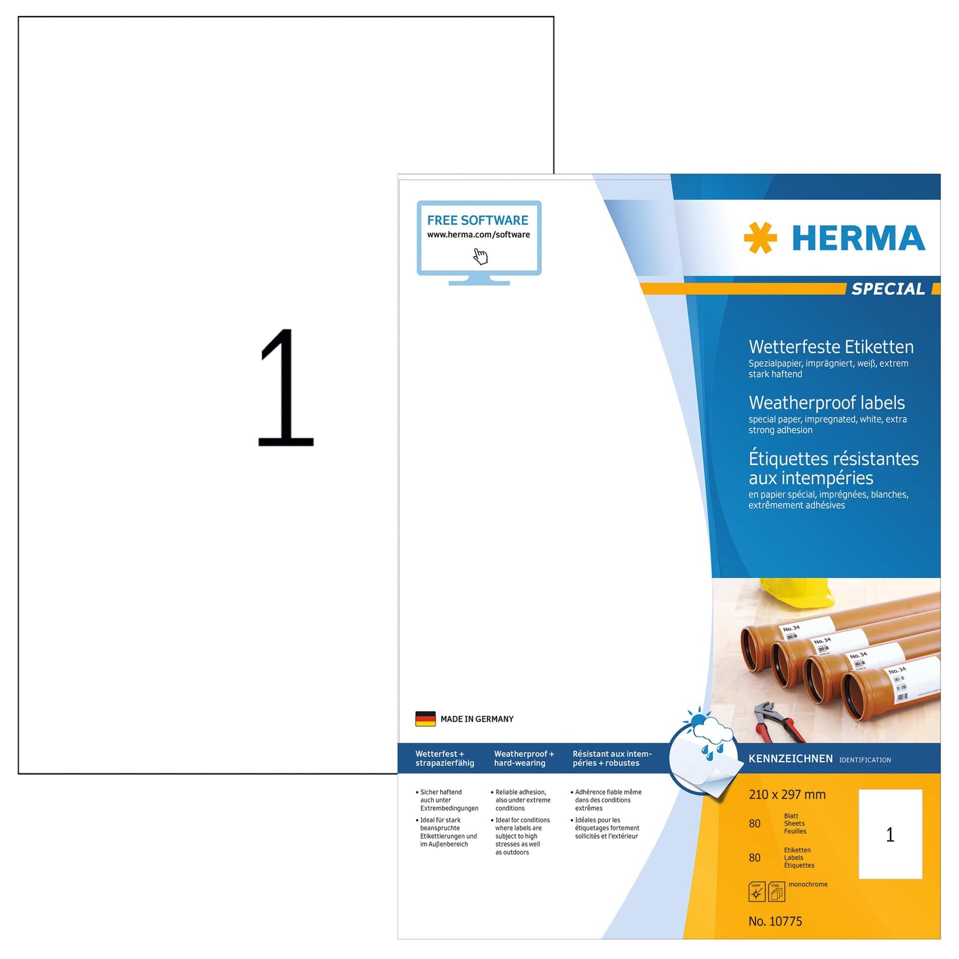 HERMA 10775 Wetterfeste Etiketten - Spezialpapier, selbstklebend, bedruckbar, wasserfest 🏷️