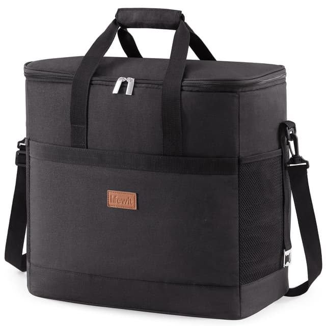 🌟 Super Deal! Lifewit 40L Kühltasche Groß faltbar Kühlkorb Kühlbox Thermotasche Picknicktasche, Schwarz Schwarz 40L