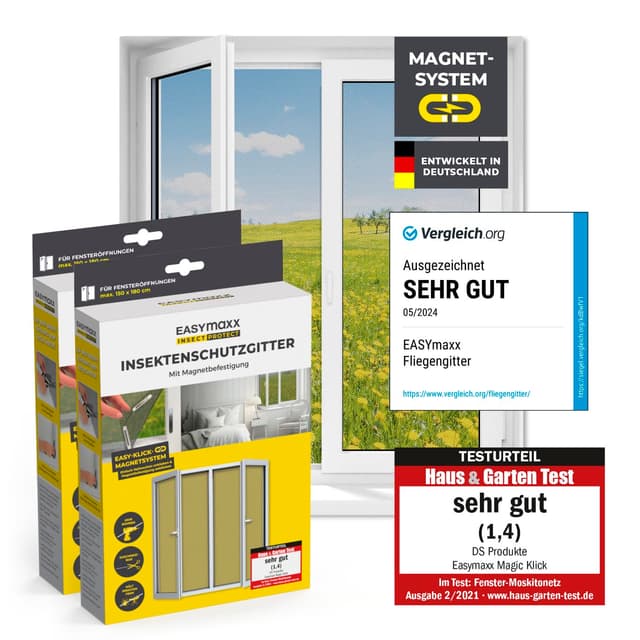EASYmaxx Insect Protect Fliegengitter Fenster mit Magnetbefestigung | Insektenschutz Fenster | Mückenschutz Magnet 🦟🪰