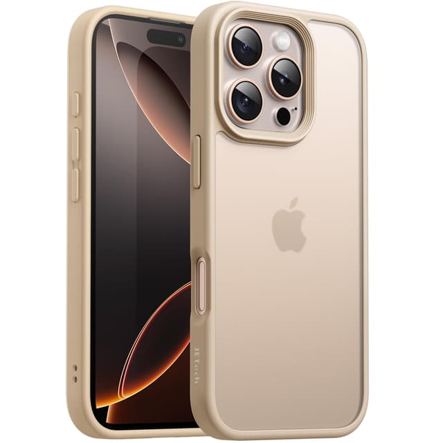 📱 JETech Matt Hülle für iPhone 16 Pro 6,3 Zoll - Stoßfest & Mattiert - Titan Wüstensand