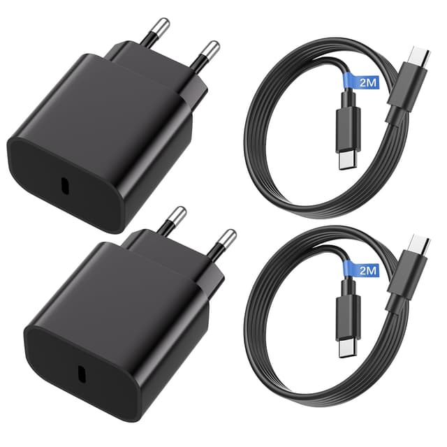 2er-Pack 25W Schnellladegerät mit 2er-Pack 2M Ladekabel 🔋