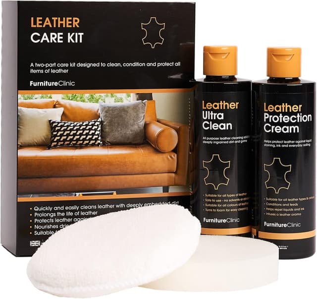 Furniture Clinic - Komplettes Lederpflege-Set 🛋️🚗👞 | Lederreiniger & Schutzcreme für Sofas, Autos, Möbel