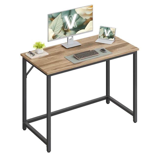 🌟 VASAGLE Tisch 100 x 50 cm Kamelbraun + Tintenschwarz | Arbeitszimmer, Schlafzimmer, Wohnzimmer