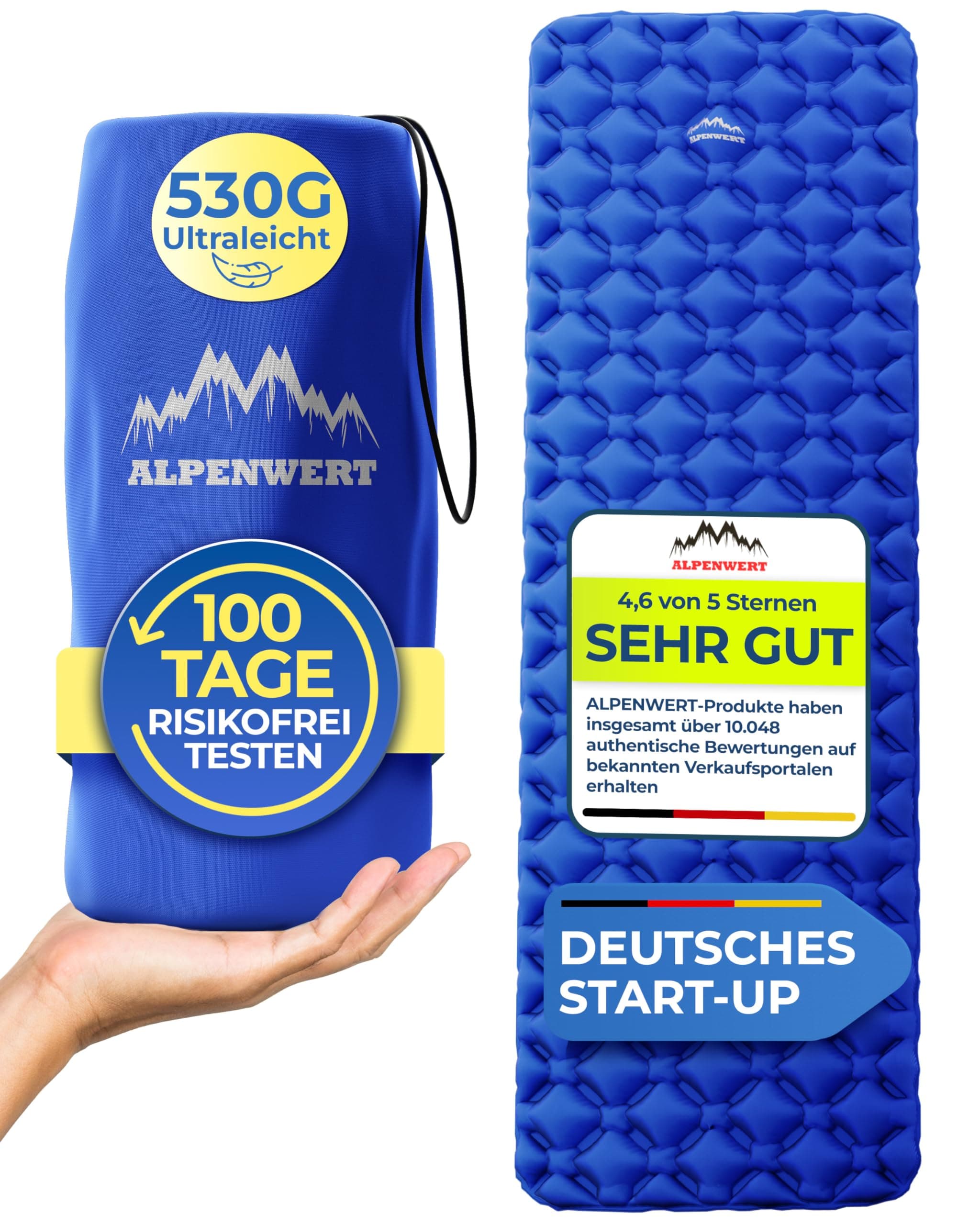ALPENWERT® Isomatte Outdoor - Ultraleicht & Strapazierfähig 🌳 Camping Luftmatratze