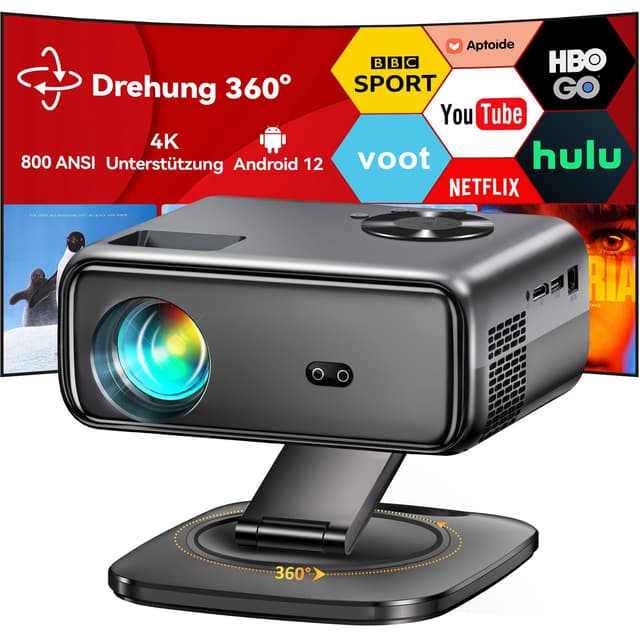 Horlat Beamer mit Android TV & 360° Drehung - 4K Unterstützung