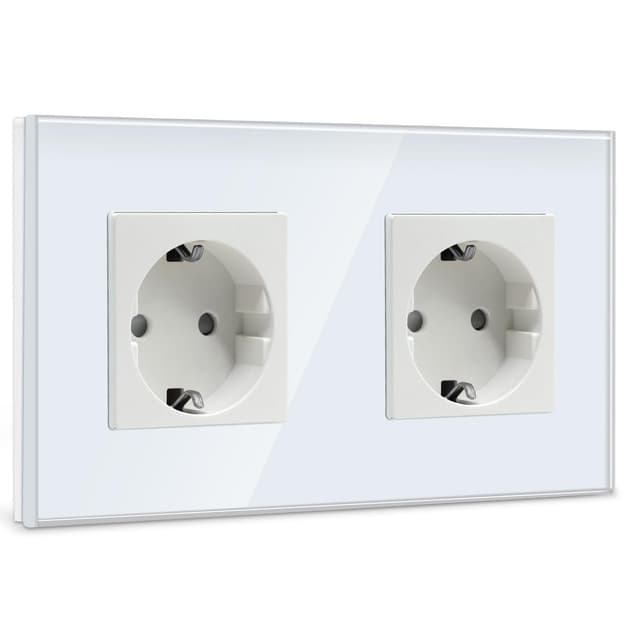 BSEED Schuko Steckdose 2 Fach Steckdose Glas Unterputz - Angebot