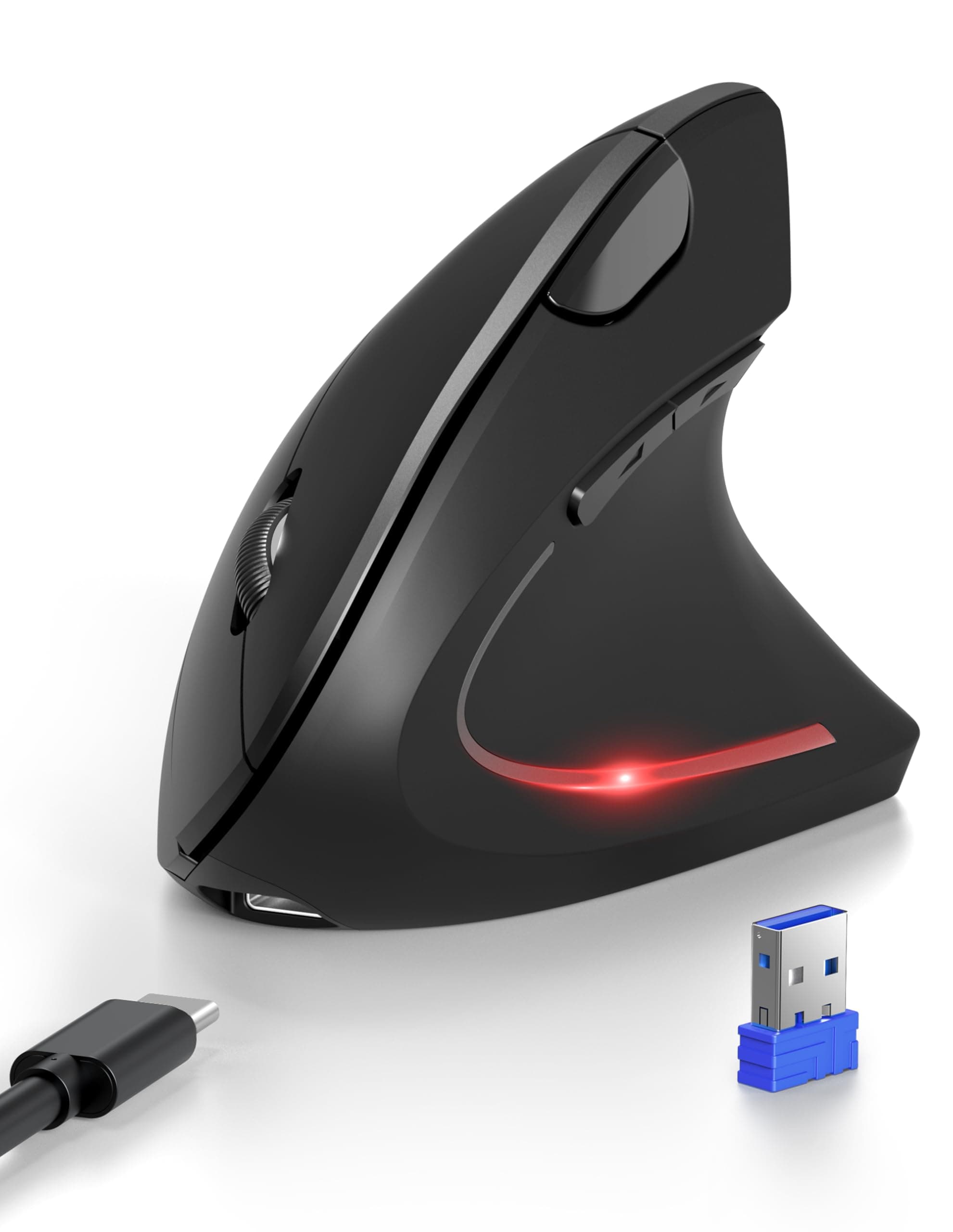TECKNET Ergonomische Bluetooth Maus mit Jiggler - Schwarz