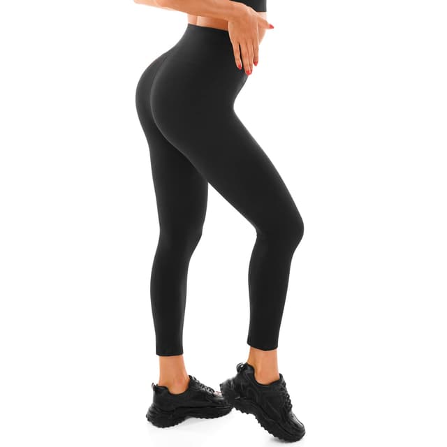 Walifrey Leggings Damen, High Waist Leggings für Damen Opak Schwarz Leggings für Sport Gym Yoga S-M 1 Packung Schwarz 🌟👖