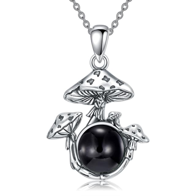 YEESIA Pilz-Halskette für Frauen, 925er-Sterlingsilber, Pilz-Anhänger-Halskette 🍄