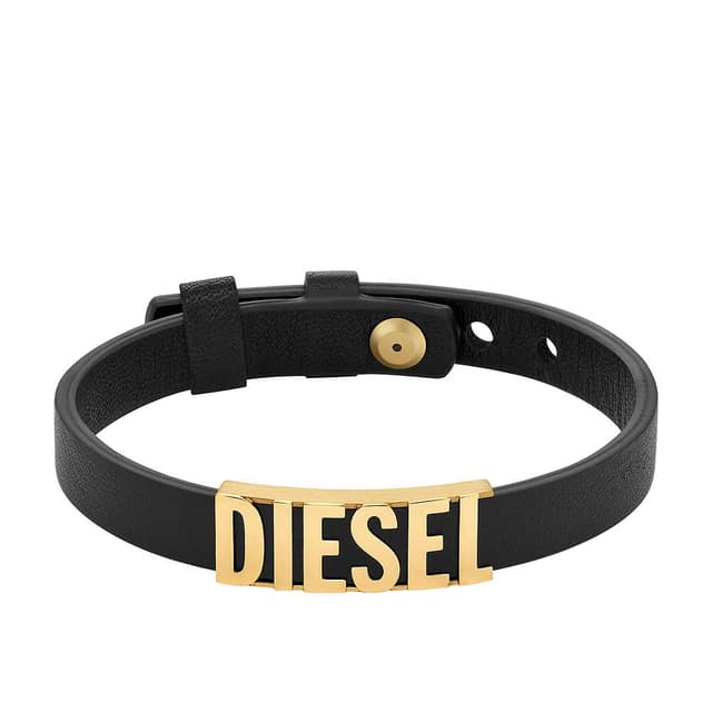 🔥 Angebot: Diesel Herren Lederarmband Schwarz und Goldton 🌟