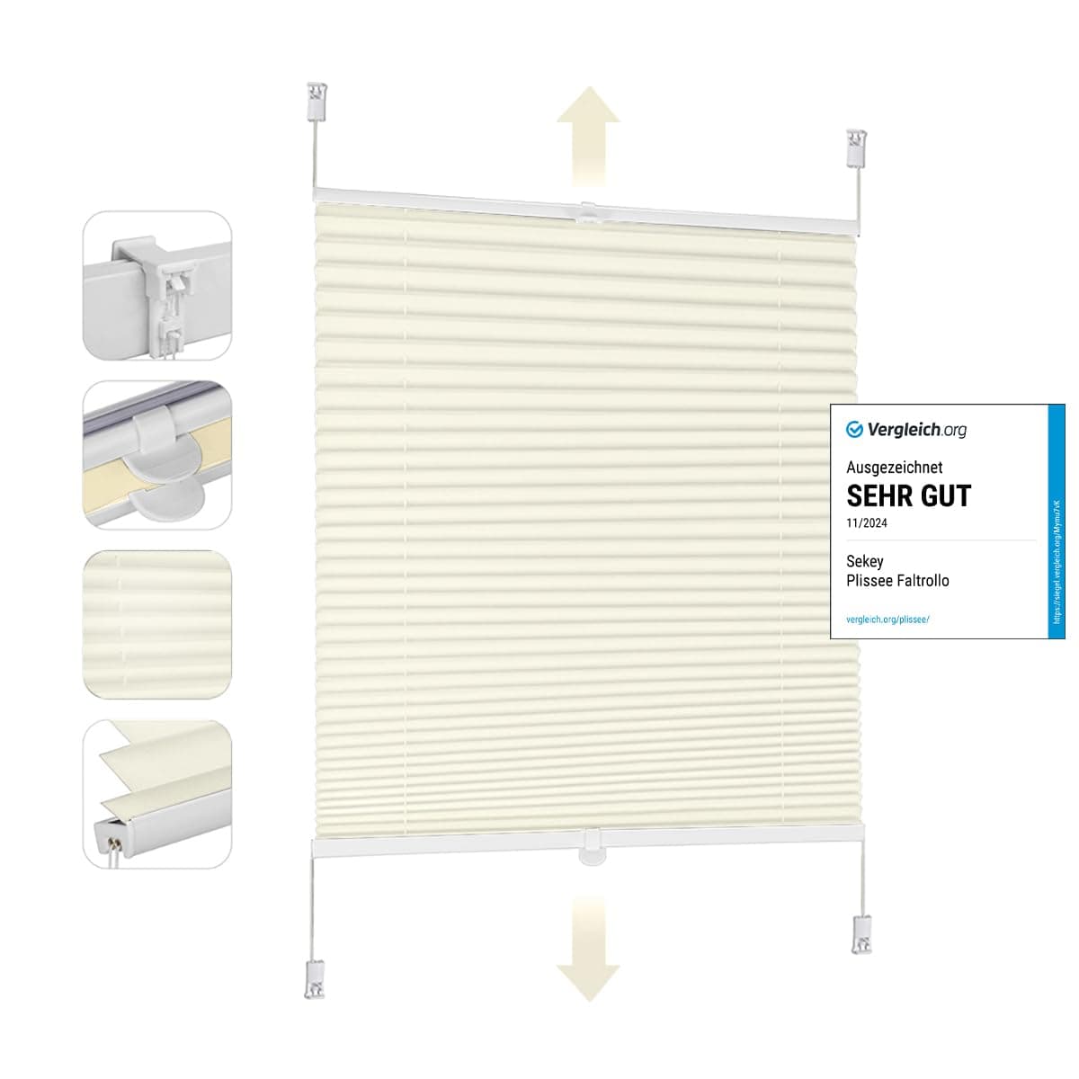 🌟 Angebot! Sekey Plissee Klemmfix ohne Bohren 105x130cm