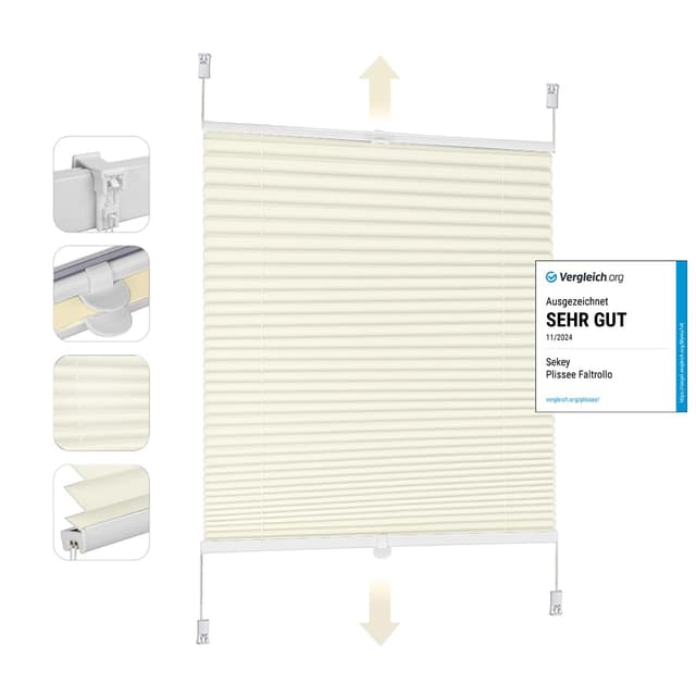 🌟 Angebot! Sekey Plissee Klemmfix ohne Bohren 105x130cm