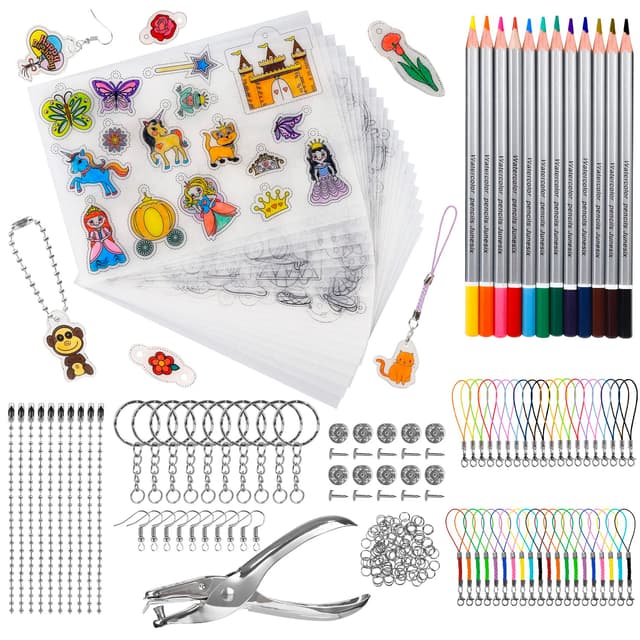 LUZOON Schrumpffolie Bastelset mit 213 Stück DIY Schrumpffolie