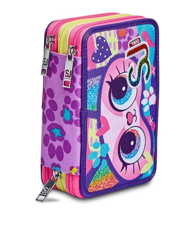 🎒 SJ GANG Federmäppchen, Mäppchen, mehrfarbig, 3 Fächer, ITALIENISCHES DESIGN 🇮🇹