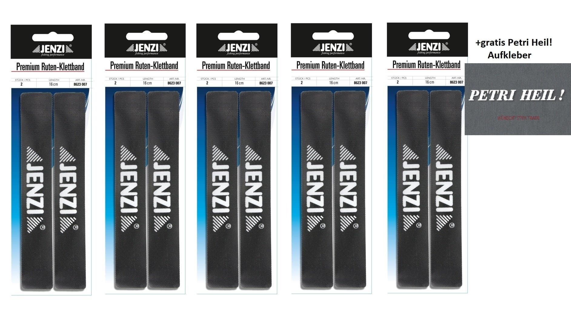 🎣 Super Deal! Jenzi Premium Rutenklettband, 10 Stück, 2 x 16 cm, Schwarz