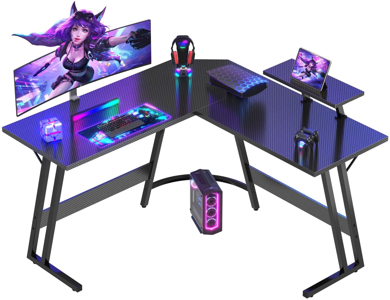 🎮 Devoko Gaming Tisch L Form - Schwarz Mattiert