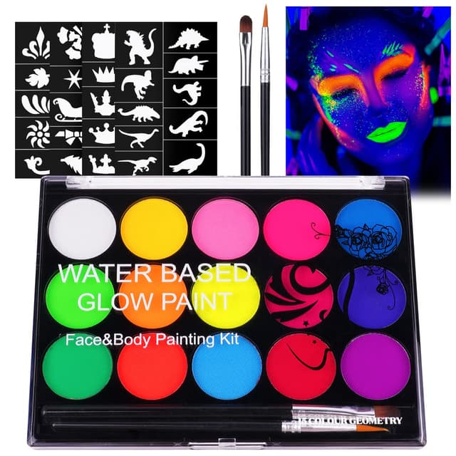 🎨 URAQT UV Kinderschminke Set, 15 Farben Schminkfarben Schminkpalette 🌟