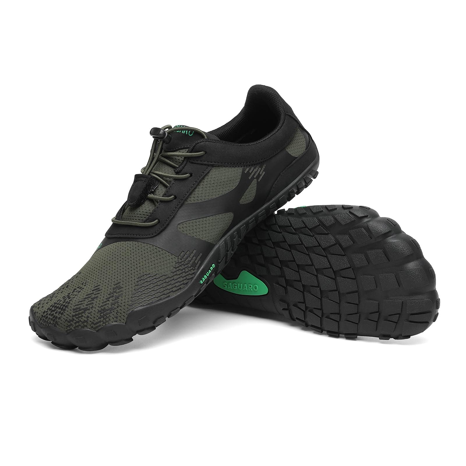 SAGUARO Unisex Barfußschuhe Outdoor Barfuss Traillaufschuhe Zehenschuhe mit Zero-Drop Sohle Grün Spargel 🌿