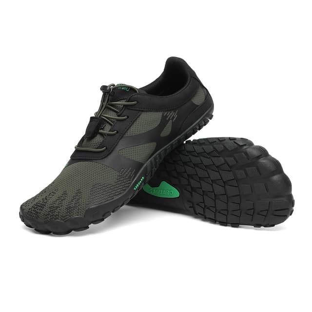 SAGUARO Unisex Barfußschuhe Outdoor Barfuss Traillaufschuhe Zehenschuhe mit Zero-Drop Sohle Grün Spargel 🌿