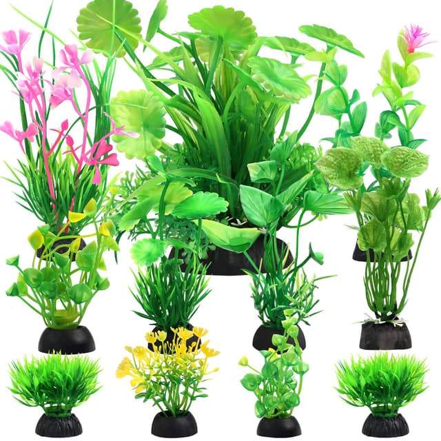 🌿 QUOZUO Aquariumdekor: 11 Stück Grün Künstlich Wasserpflanzen