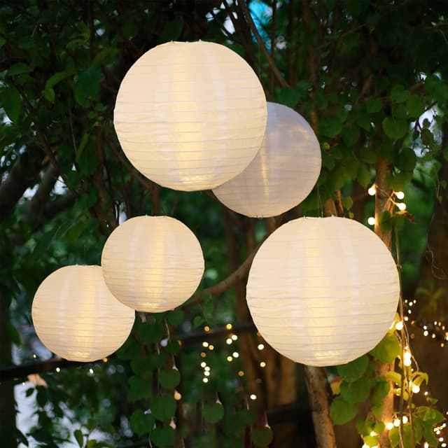 Hellum Lampions außen wetterfest 5er Set warmweiß mit Fernbedienung 🏮🌟