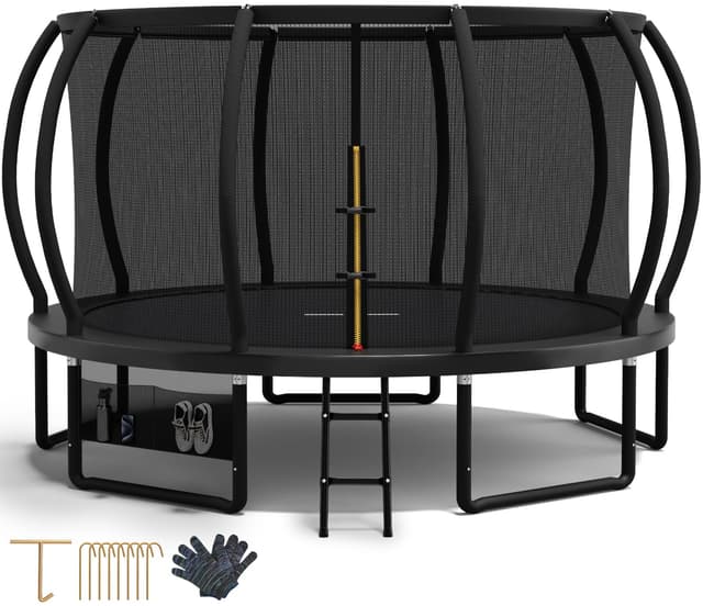 Devoko Trampolin Outdoor Ø 228/305/366/427 cm 🎉 Kindertrampolin mit Sicherheitsnetz und Leiter