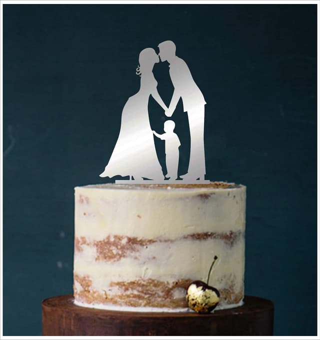 🍰 Hochzeitstorte Topper #23 - Silber/Schwarz 🎂