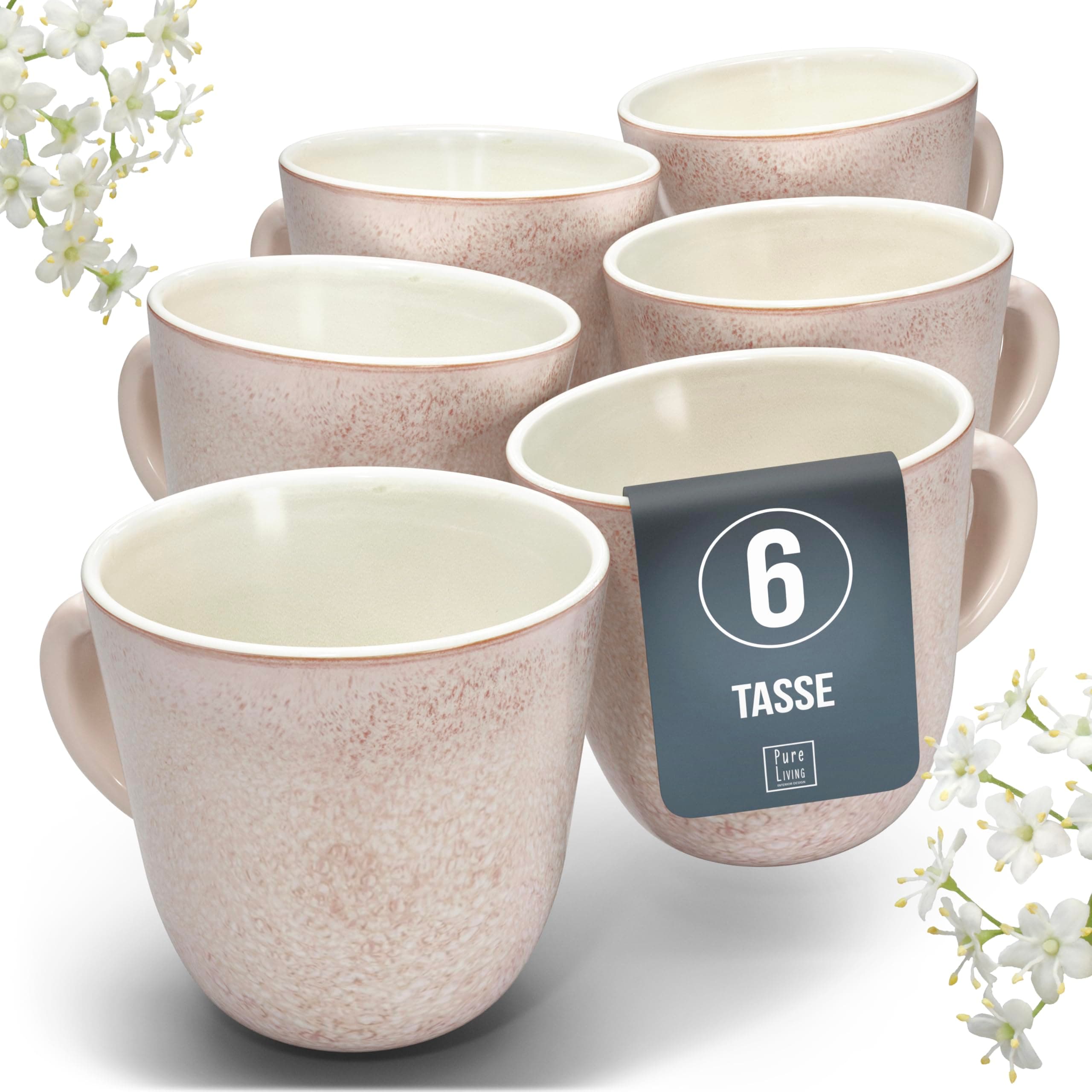 🌺 Steingut Kaffeetassen 6 Personen Ibiza TESTSIEGER 🌺