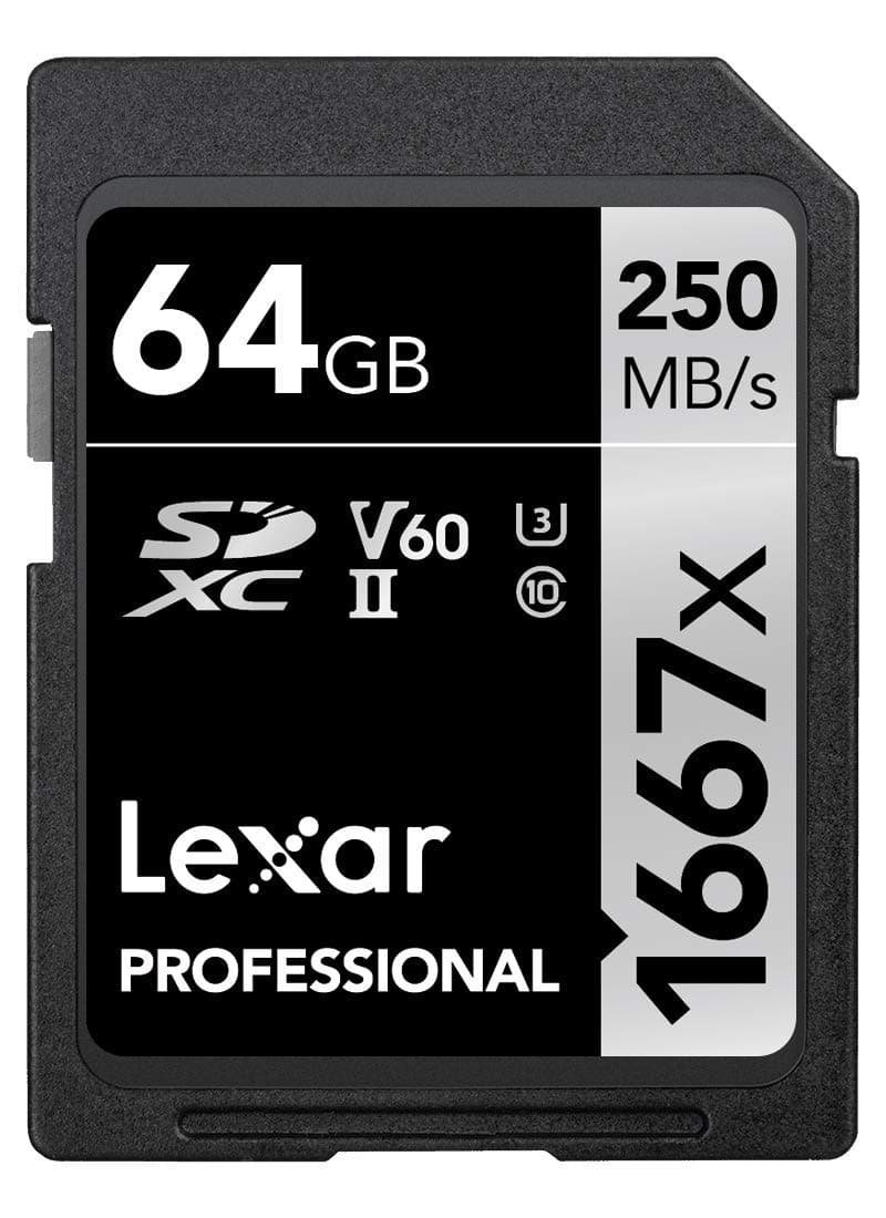 Lexar Professional 1667x SD Karte 64GB 📸🎥 | Bis zu 250 MB/s Lesen | U3, V60 | SDXC UHS-II