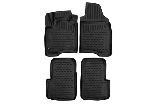 🚗🔥 Element Passgenaue Premium 3D Gummimatten Fussmatten für FIAT Panda, Mk3, 2011-2024, 4 TLG, Schwarz