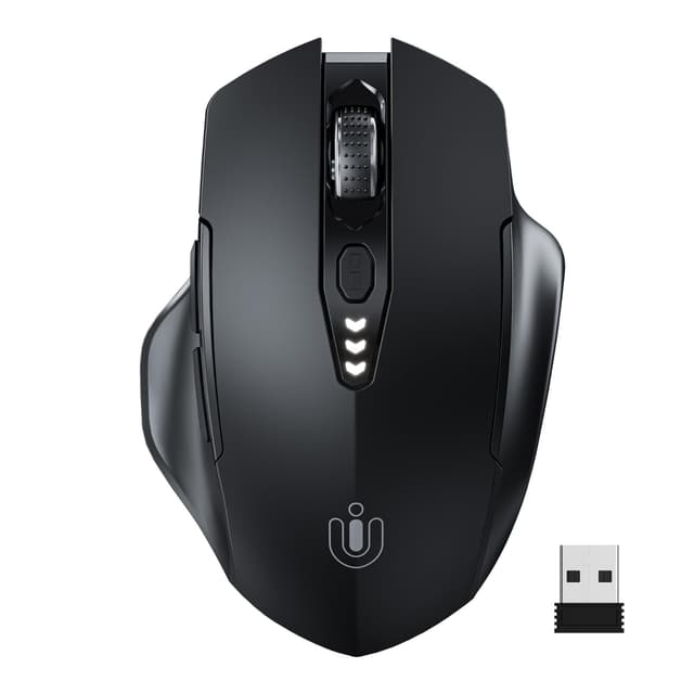 🖱️ Uineer kabellose Maus [Verbessert] mit visueller Batterieanzeige 2.4G USB Ergonomische Maus kabellos Mattschwarz