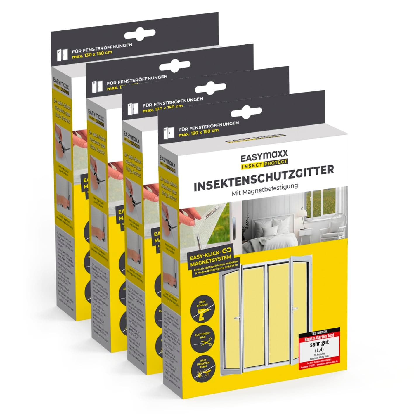 EASYmaxx Insect Protect Fliegengitter Fenster mit Magnetbefestigung | Insektenschutz Fenster bis 130 x 150 cm 🦟