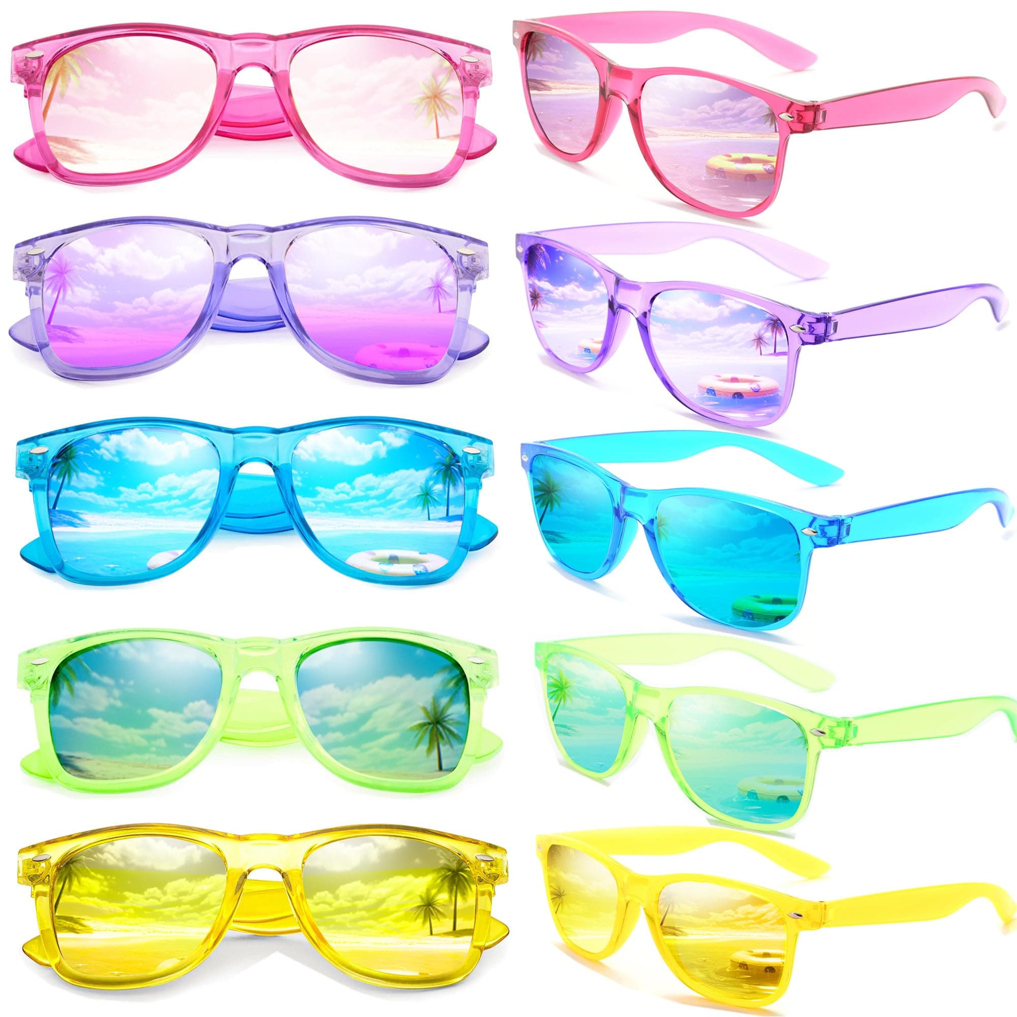🌈😎 Lustiges Neon Sonnenbrillen Party Set - 7er Pack