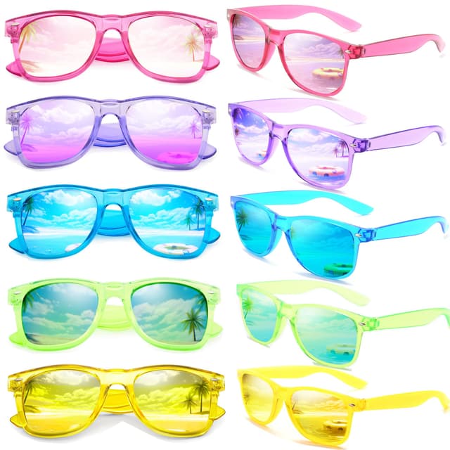 🌈😎 Lustiges Neon Sonnenbrillen Party Set - 7er Pack