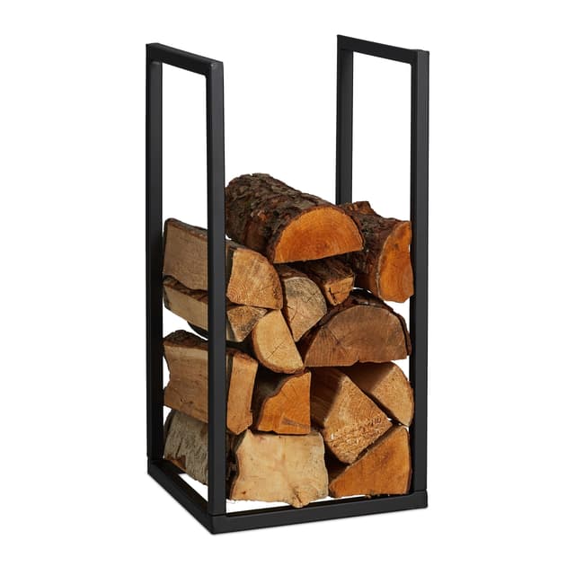 🔥🌲 Relaxdays Kaminholzregal, Metall, HBT: 60x30x30 cm, schwarz 🌲🔥