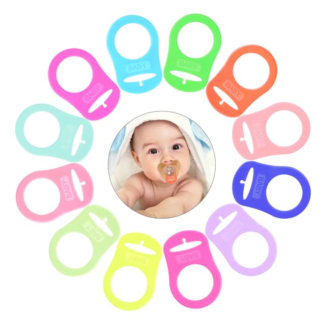 Vicloon Silikonring für Schnullerkette, 12 Stück Baby Silikonring Schnullerhalter 🍭