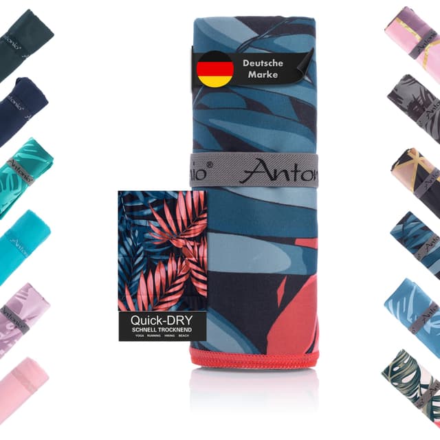 Antonio - Mikrofaser Strandtuch & Badetuch XXL 160 x 80 cm Blätter (bunt)