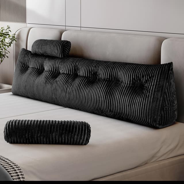 Z-hom Bücherkissen Schwarz 200 x 50 x 20 cm - Lesekissen Für Bett Und Sofa 💤