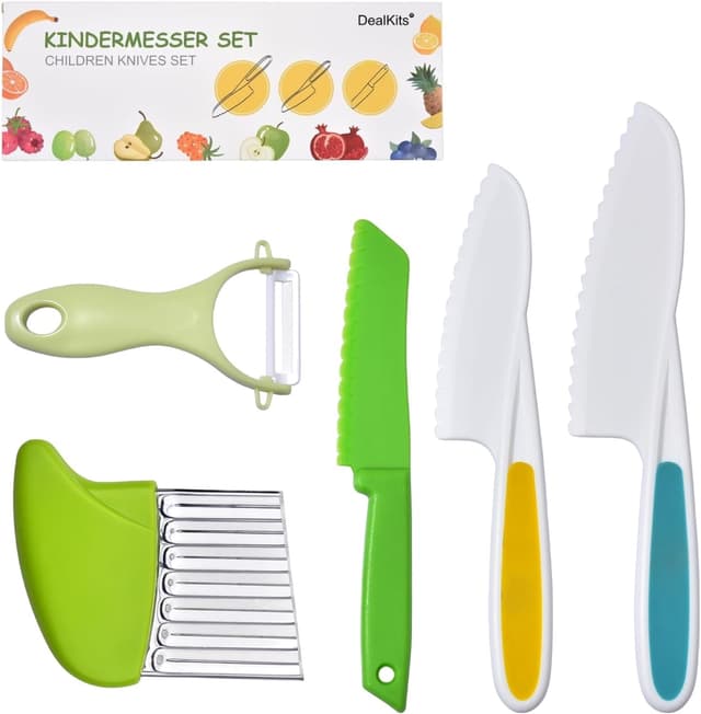 🔪🍍 Kindermesser 5-teiliges Kinder Sicherheit Küchenmesser Set zum Schneiden 🍅🍓