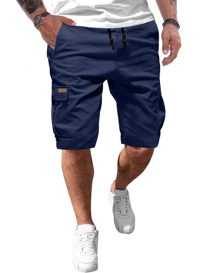 JMIERR Kurze Hosen Herren Cargo Shorts Sommer Freizeithose XL Blau 🩳🏃‍♂️